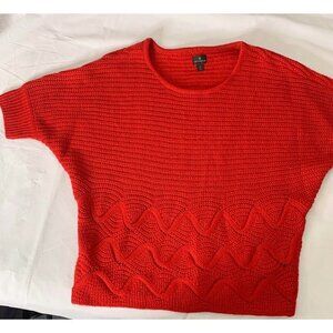 Worthington wave red short sleeves sweater LARGE Dolman sleeve pullover knit